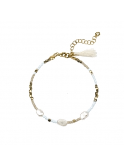 Bransoletka boho z hematytem i perłami