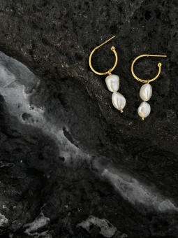 Kolczyki koła z dwiema perłami