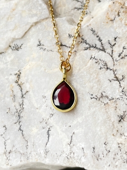 zawieszka z granatem w okuciu - łezka