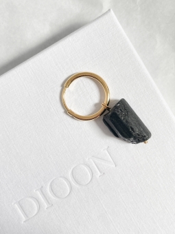 kolczyk kółko z czarnym turmalinem