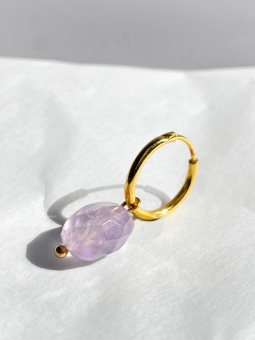 kolczyk fasetowany ametyst na kółku