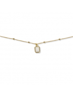 Srebrny pozłacany łańcuszek z kamieniem księżycowym